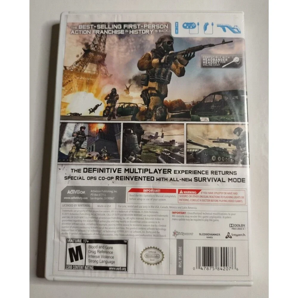 COD: ModernWarfare Wii Game Disc + Case Call of Duty